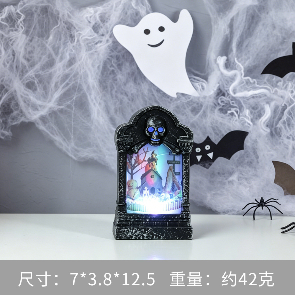 Decoración de Halloween esqueleto fantasma mesa de lámparas colocado horrores árbol demonio calabaza lámpara decoración de fiesta velas lámparas de noche