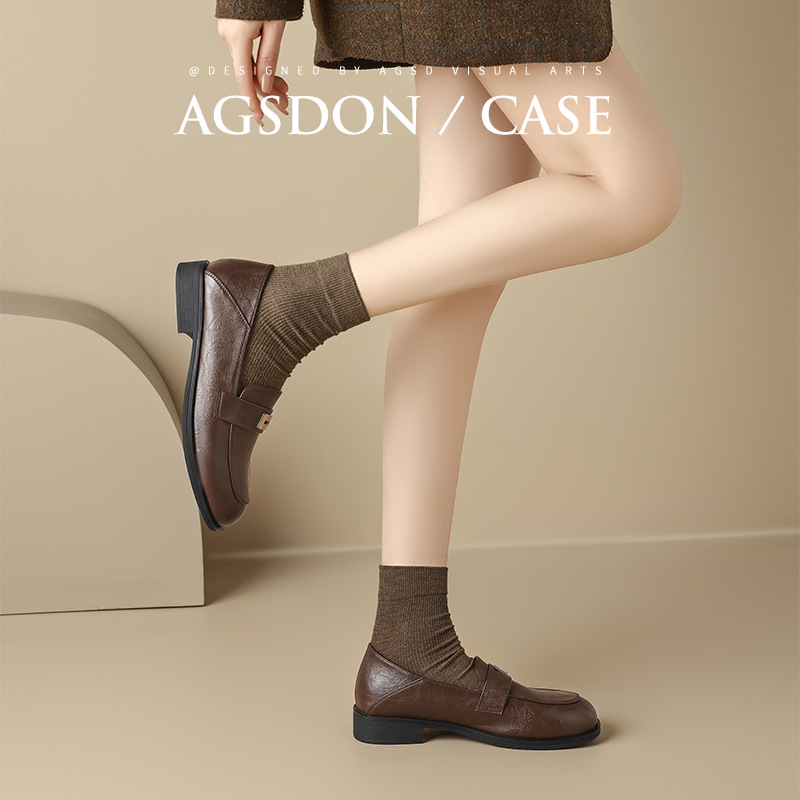 Zapatos de Lefour de fondo grueso para mujeres 2025 nuevo otoño negro estilo británico zapatos de cuero retro zapatos de viaje único