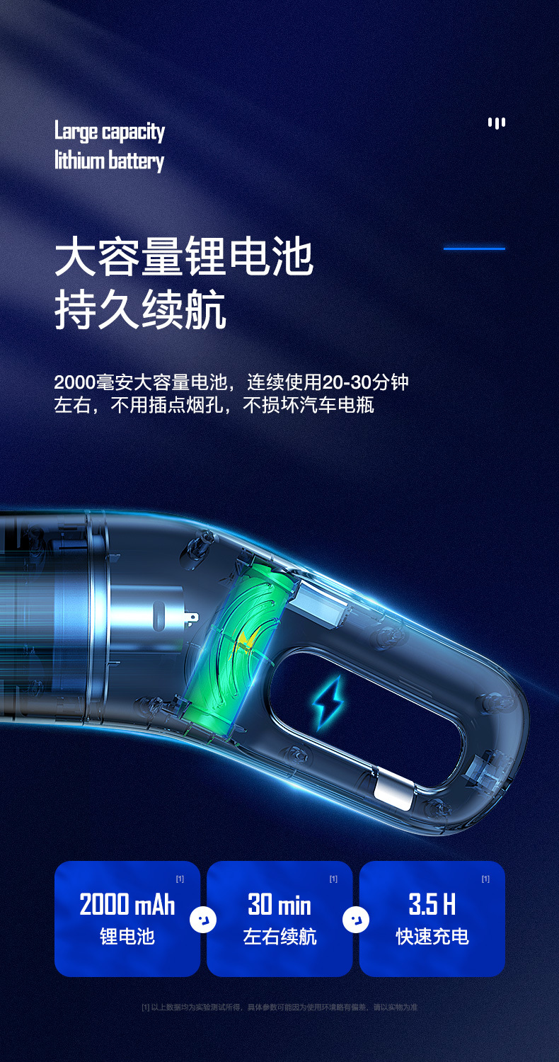 Dual-use floor vacuum cleaner for home and car, powerful suction, wireless handheld car vacuum cleaner, large-capacity dust collector