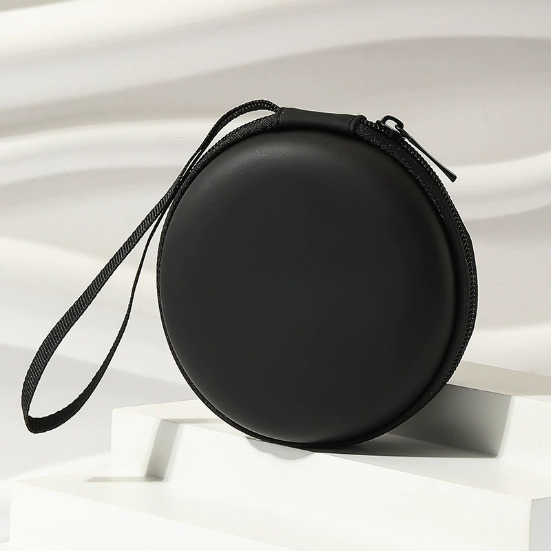 Montura de gafas redonda, bolsa plegable, caja de gafas, caja de almacenamiento de joyería portátil de moda multicolor, caja redonda, bolsa con cremallera en blanco y negro