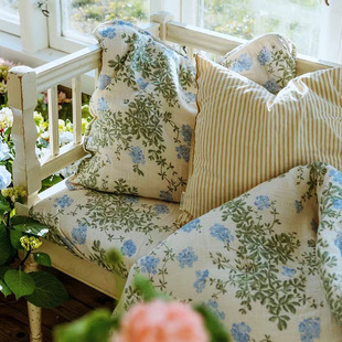New Style Bedding Four-piece Set ins Style Baby Cotton Bedding Blue Jasmine Gauze Bedding Children's Bedding Cover Pillowcase