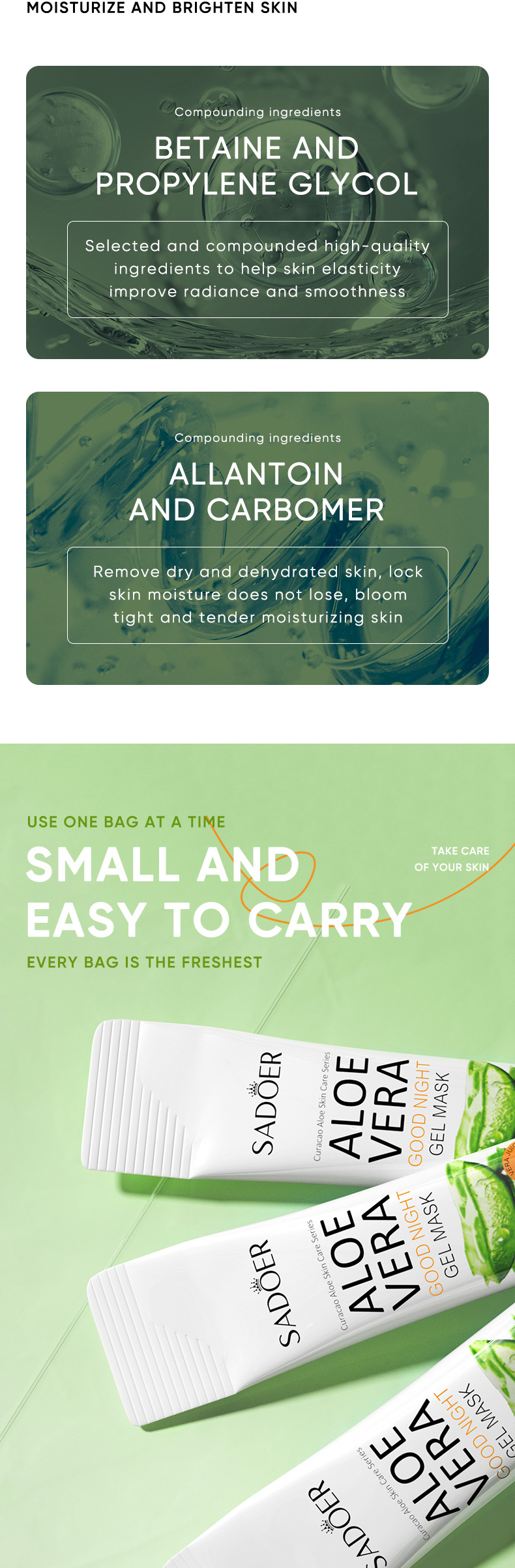 SADOER All English Aloe Night Frozen Film Water Feuchtigkeitsspendende Gesichtsmaske ohne Abstriche_voghion.com