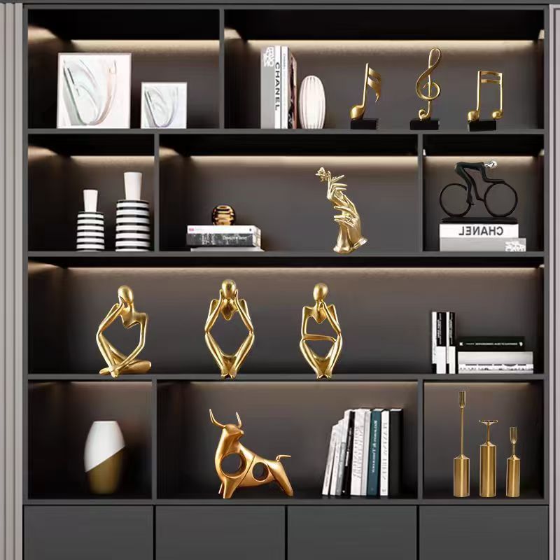 Librería de lujo ligero, decoración artesanal de alta gama, gabinete de vino Daquan, sala de estar, oficina, sala de estudio, entrada, modelo de decoración de la habitación