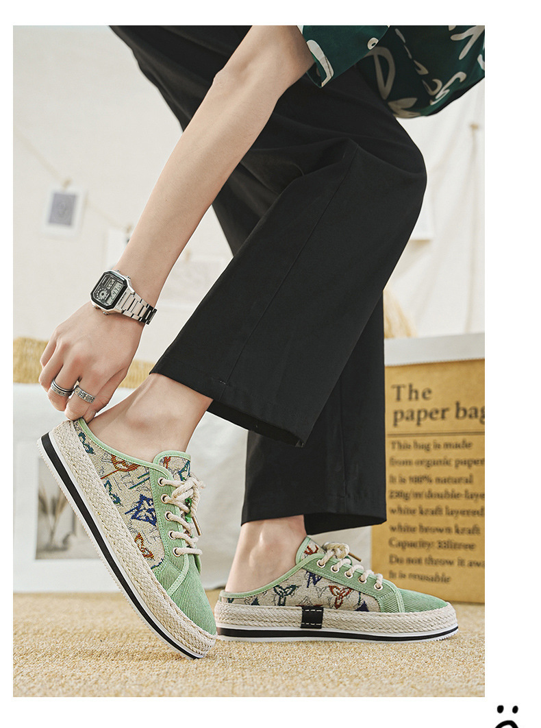 Scarpe da pescatore casual da uomo, alla moda, estive, in paglia intrecciata, con un piede solo, pigre, nuovo articolo 2024_voghion.com