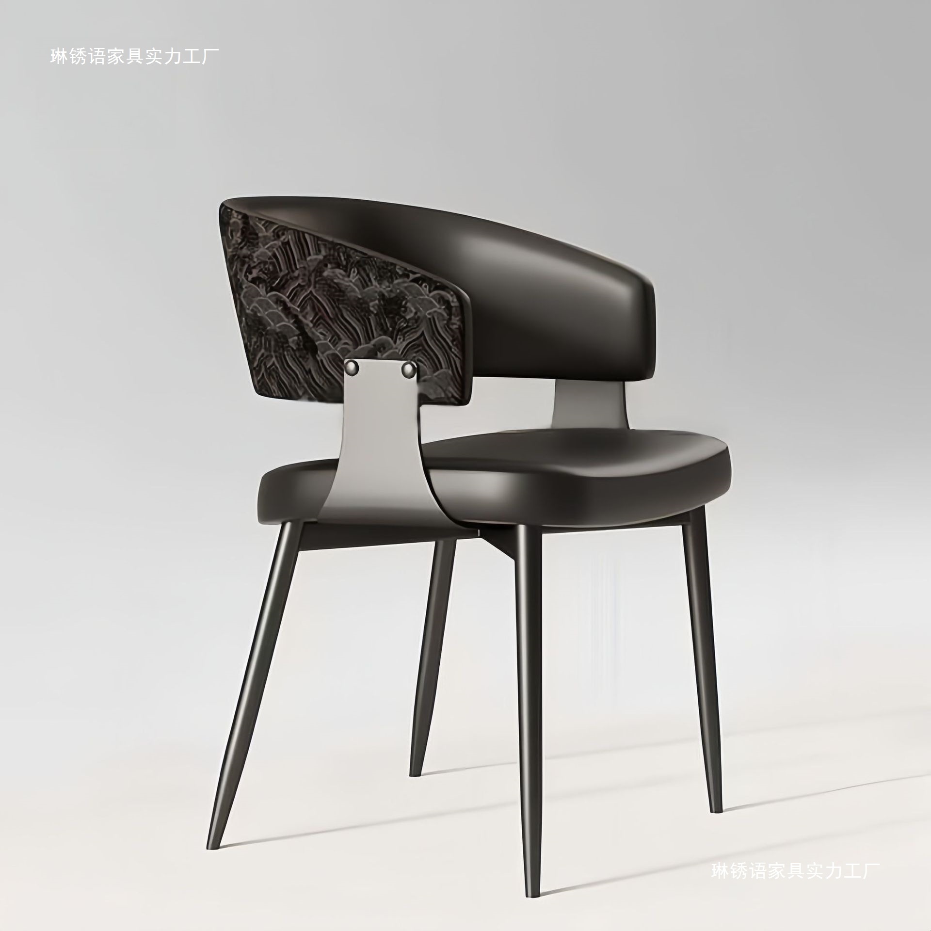 Italian Minimalist Dining Chair Black Light Luxury Modern Designer Backrest Hotel Home Island Armchair