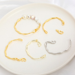 14K gold-filled Baroque solid bent pipe irregular half bracelet DIY bracelet branch pattern adjustable bracelet