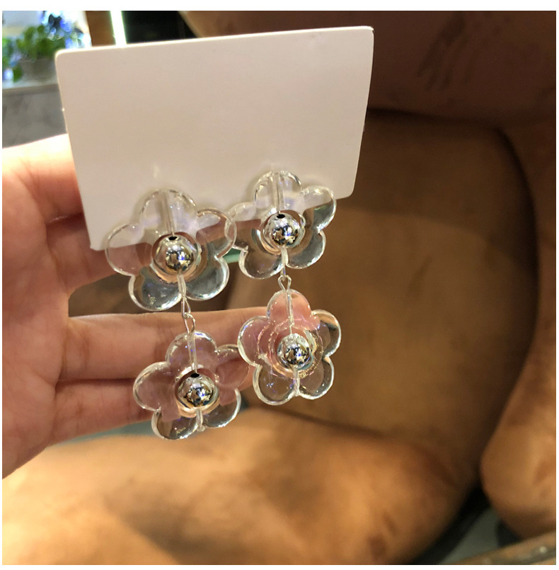 Simple Transparent Flower Long Earrings display picture 1