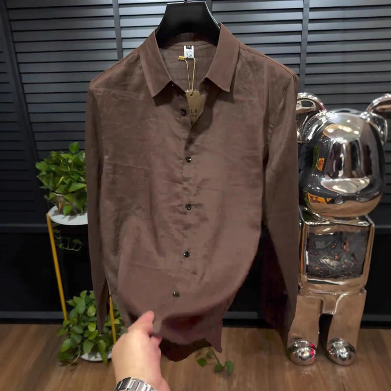2025 Spring and Summer Men's New Long-Sleeved Shirts, High-Quality, Fashionable, Versatile, Casual, Cool, Business, High-End European Goods