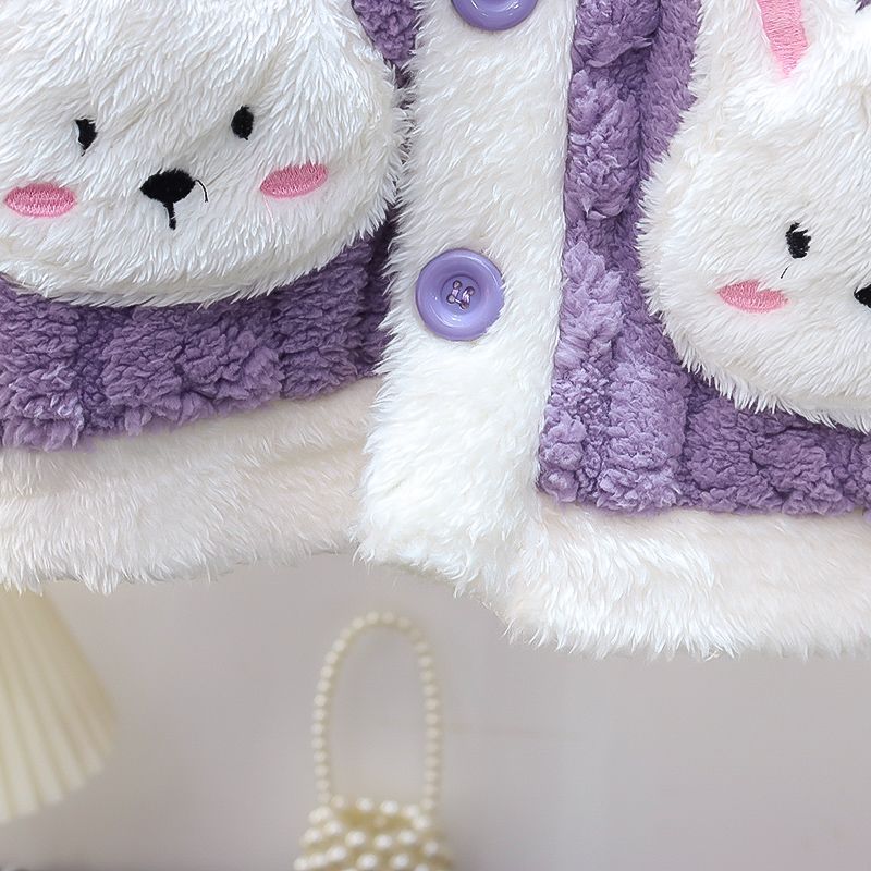 Niñas Otoño e Invierno traje de invierno pijamas de los niños engrosada franela desgaste del hogar traje de lana forrado de coral polar cálido