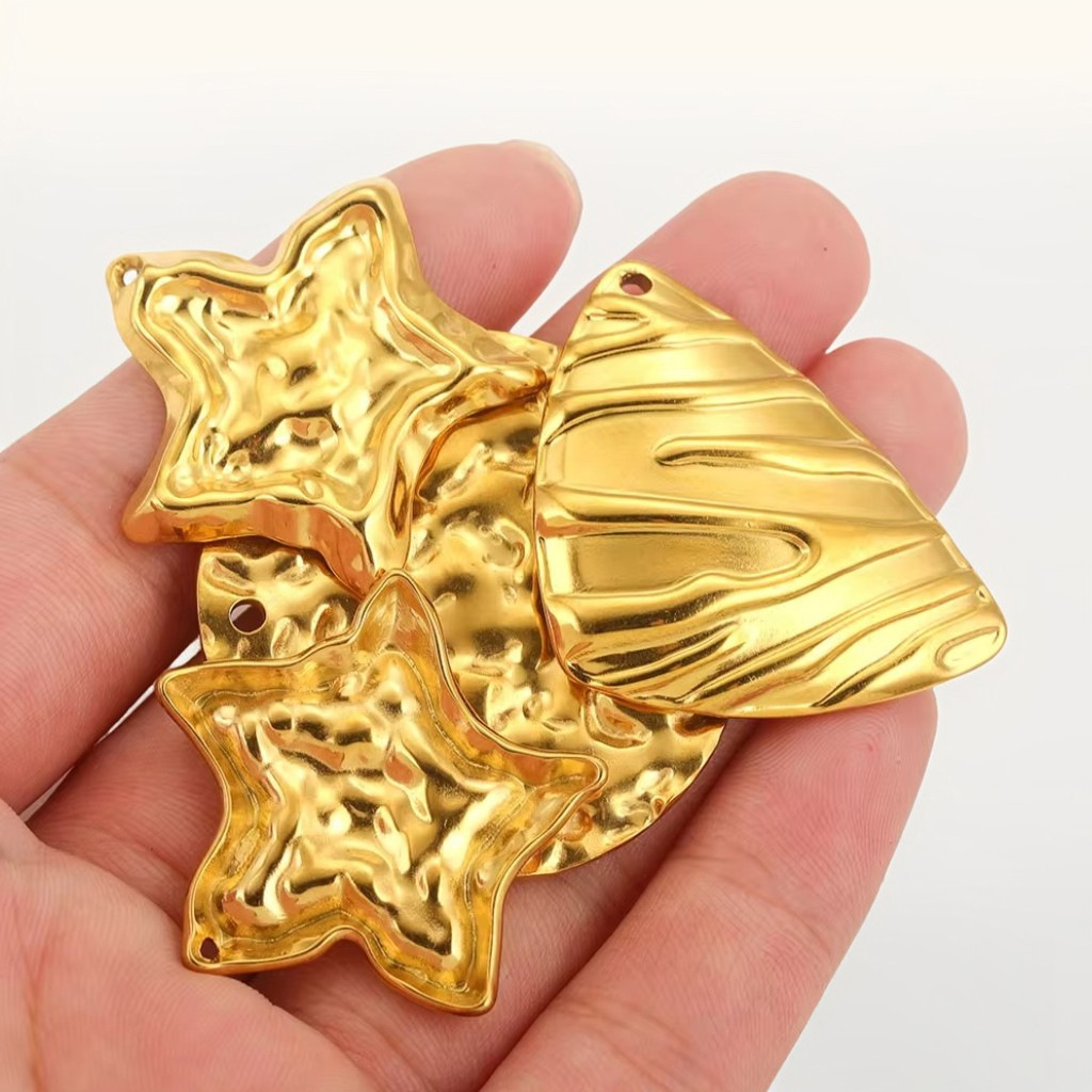 Acero inoxidable pentagonal concha de titanio colgante colgante colgante collar de titanio 18K oro color protector accesorios collar acero titanio joyería DIY