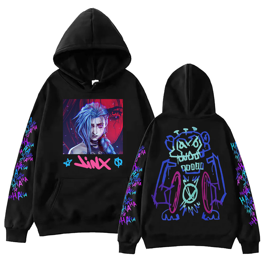 Hot Anime Arcane-Jinx Hoodie Harajuku Hip Hop Pullover Tops