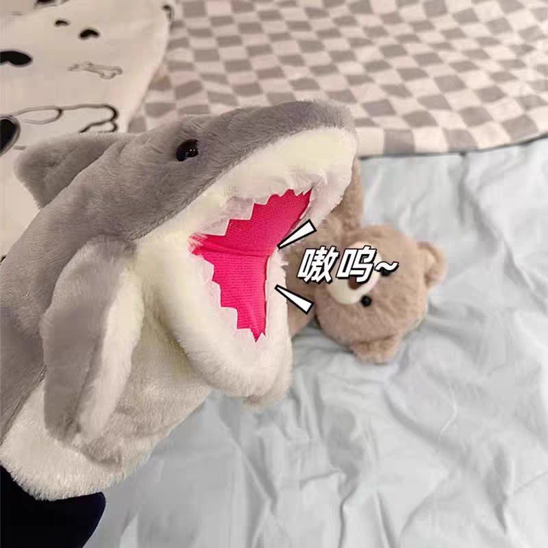 儿童鲨鱼手套玩偶可张嘴毛绒玩具男孩女孩网红生日礼物学生互动送|undefined