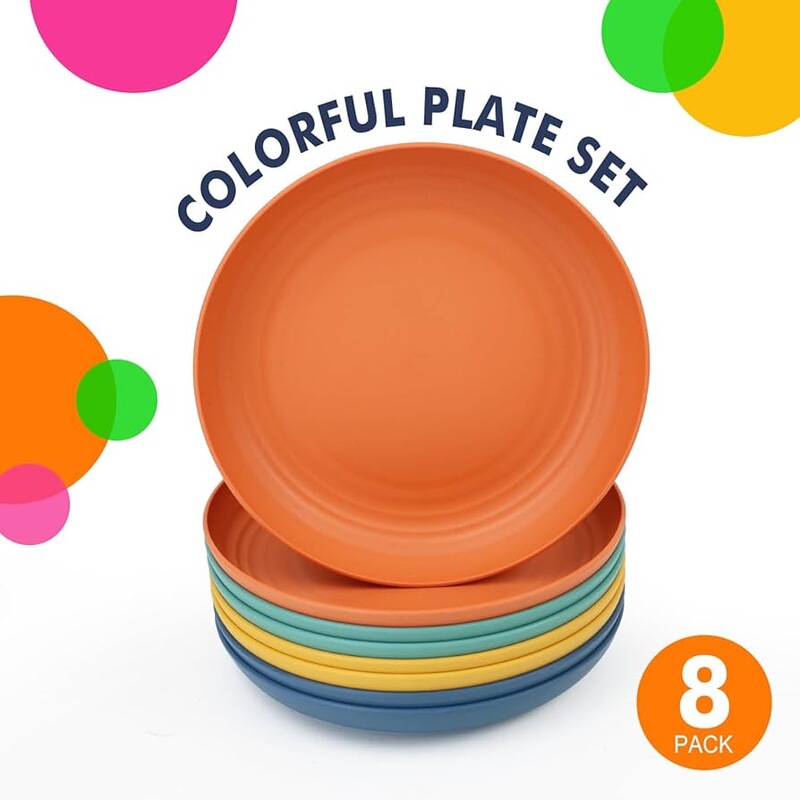 Cross-Border Supply Wheat Straw Pp Plate Combination Set Household Thickened Round Dinner Plate Tableware