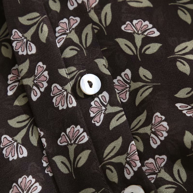 floral print satin shirt  NSAM39284
