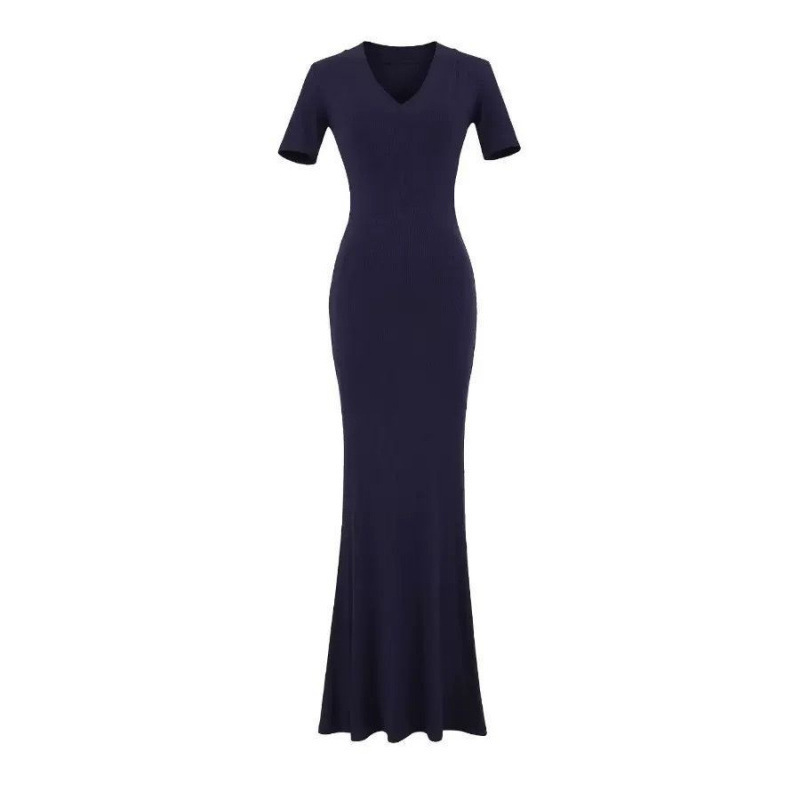 Embellish the Beauty of Curves. New Stylish Purple Waist-Cinching Summer Dress with Slit Neckline and Bodycon Long Skirt Embellish the Beauty of Curves. New Stylish Purple Waist-Cinching Summer Dress with Slit Neckline and Bodycon Long Skirt