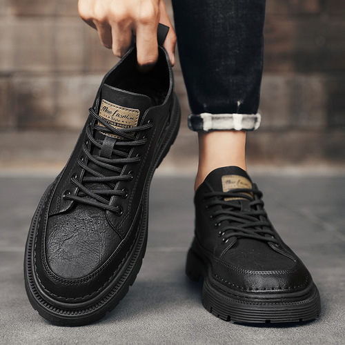 Men's Spring 2025 Low-Top Casual Board Shoes, Men's British Business Leather Shoes, Fashion Men's Work Boots Martens