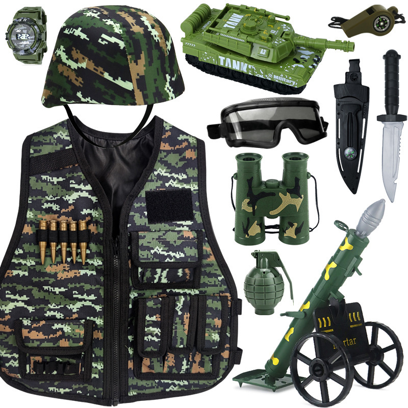 Cross-border children's cosplay special police military fan suit with vest and helmet, CS PUBG toy equipment Cross-border children's cosplay special police military fan suit with vest and helmet, CS PUBG toy equipment