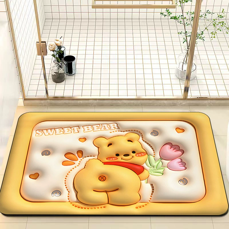 Мультяшная Bath Mat, 3D Face Blush Crystal Velvet, впитывающая влагу, разные размеры