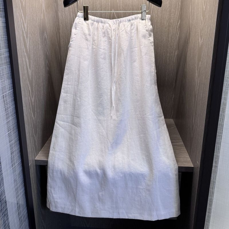 亚麻字母长袖薄款衬衫半身裙套装女2025夏翻领衬衣裙子防晒两件套|undefined