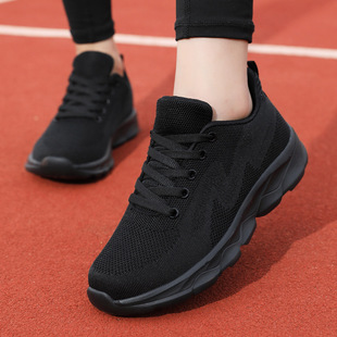 Factory wholesale summer women's shoes all-match lightweight running sneaker breathable casual travel shoes black work shoes for women