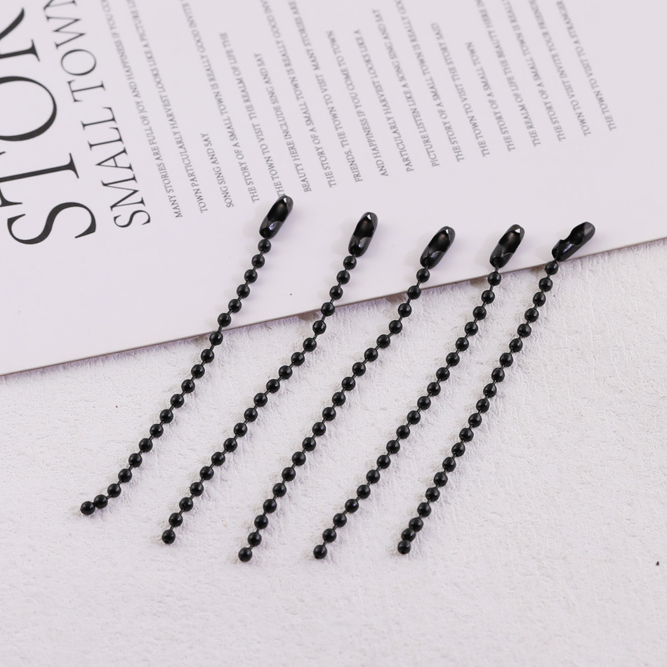 Cadena de cuentas negras Cadena de etiquetas 2,4mm Yong Cadena de cuentas negras cadena de hierro cadena antirrobo Cadena de joyería
