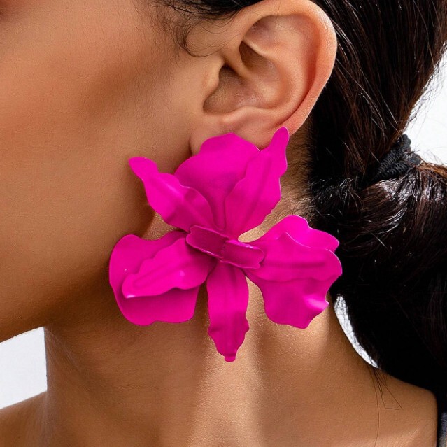 Pleated Lacquered Flower Earrings Are Suitable for Streetwear, Pendants, Parties, Various Occasions, Vacation Style, and Ethnic Style Earrings