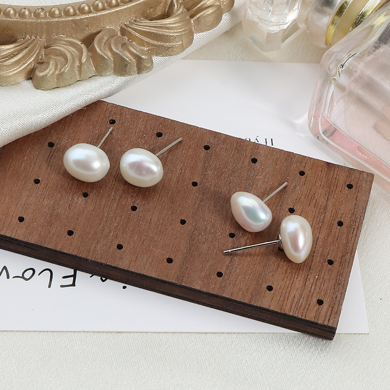 無核長碎銀子珍珠耳釘不巴洛克耳飾強光異形925銀針廠家批發