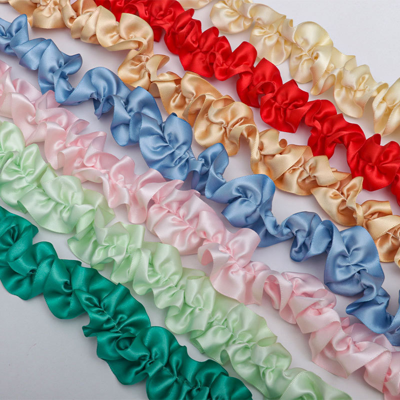 4cm Double-Sided Polyester Satin Pleated Lace Gift Decoration Cake Flower Accessory Bow Wide Lace 4cm Double-Sided Polyester Satin Pleated Lace Gift Decoration Cake Flower Accessory Bow Wide Lace