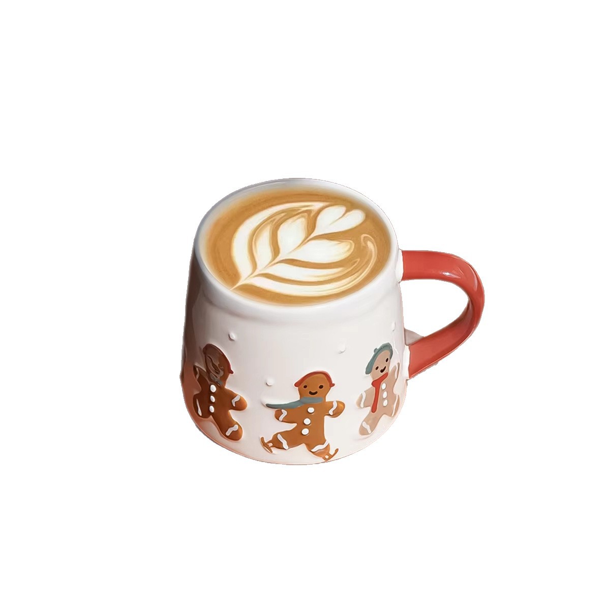 Navidad jengibre hombre patrón taza de cerámica mango de color contraste taza de café de cerámica Qin Sheng taza de agua de cubiertos domésticos