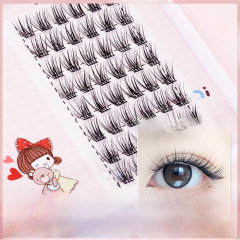 False eyelashes with natural simulation and single cluster fishtail style, designed for bridesmaids, featuring human hair for a realistic look