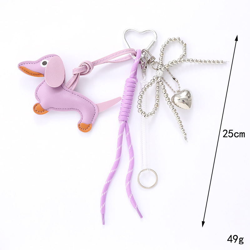 Miu Series Bag Plush Dachshund Dog Backpack Decoration High-end Woven Rope Keychain Pendant_voghion.com