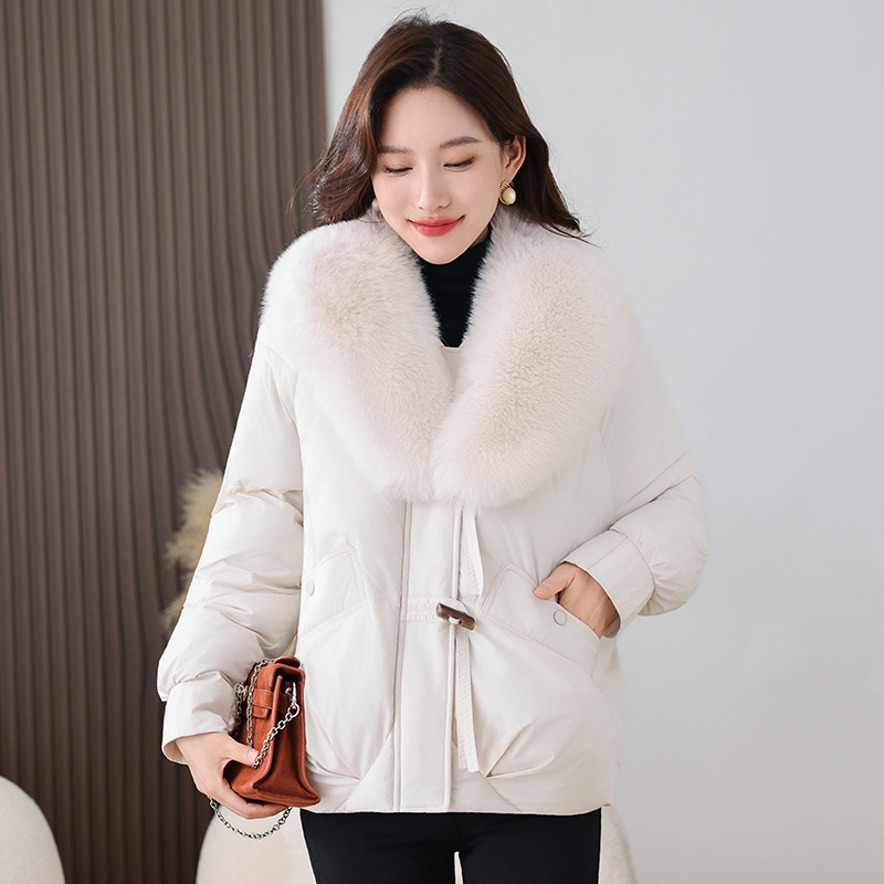 2025 nuevo abrigo de algodón de cuello grande mujer abrigo de pan suelto de cuello V nuevo abrigo de algodón de alta calidad de invierno