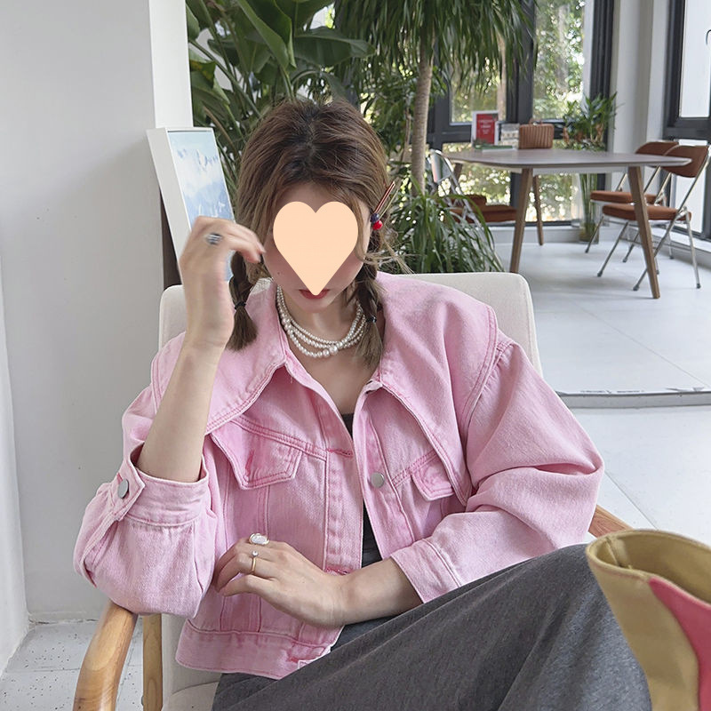 新款韩系娃娃领小香风网版牛仔布/棉外套女设计感小众短款潮|undefined