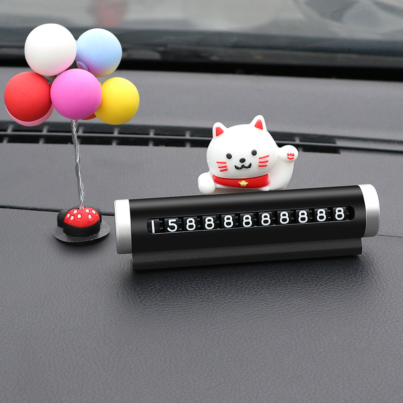 Matrículas de estacionamiento temporal de automóviles, decoraciones interiores de automóviles, personalidad linda, suministros creativos para automóviles, placas de teléfono de automóviles móviles