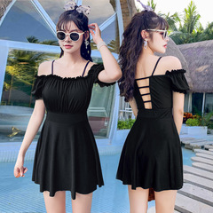 Ladies One-Piece Swimwear Korean Style, Body-Concealing, Slimming, Flat-Tailed Skirt Design, Hot Spring Ins Style, Teenage Swimwear, Wholesale