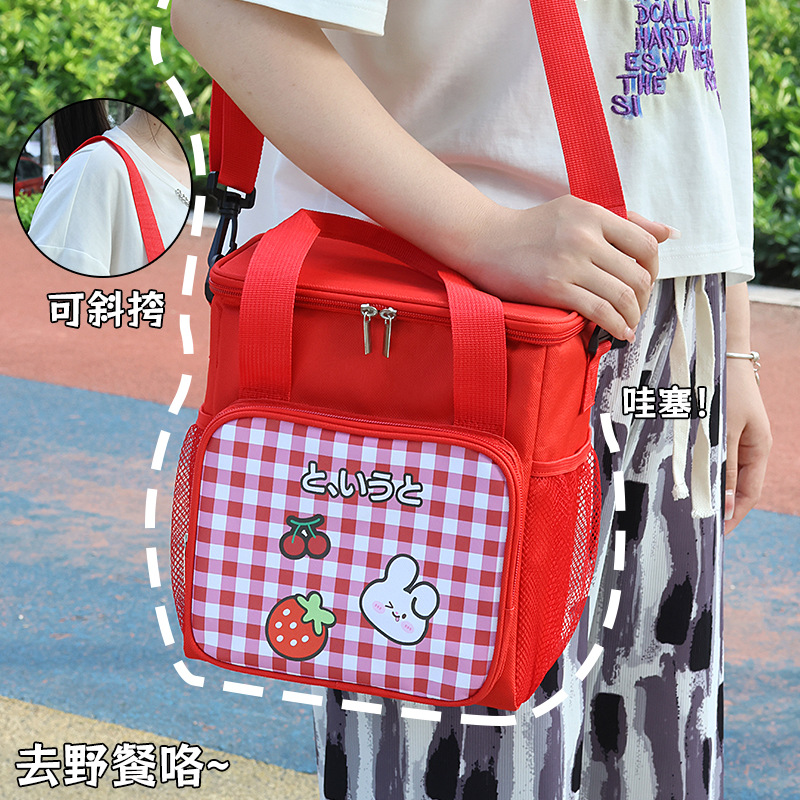 Nueva bolsa de picnic portátil al aire libre de dibujos animados portátil lonchera bolsa estudiante oficinista de gran capacidad bolsa de Almuerzo