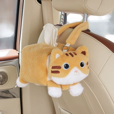 Interior Decoration, Paper Bag – Car tissue box/set - orange-cat-tissue-box