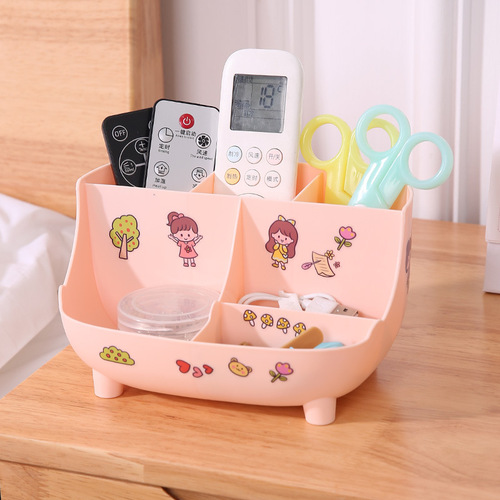 Cute sofa-shaped pen holder, office study desktop 6-compartment storage plastic pen holder, multi-functional sundry storage box