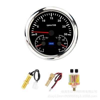 110mm Pointer Tachometer Engine Tachometer 0-3/4/6/7/8Krpm Combined Oil Pressure Gauge Water Temperature Gauge (automobile instrument) - black-plate-3k-speed-oil-pressure-bar-water-temperature-three-in-one