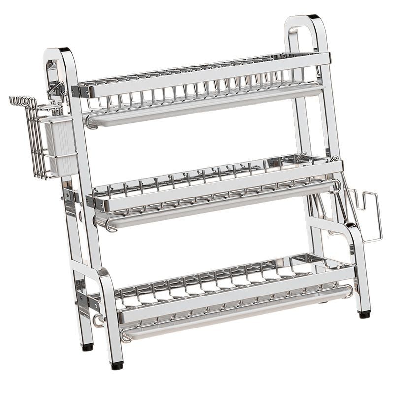 Yanmanlisi - Escurridor de platos y cuencos de acero inoxidable, estante de almacenamiento para cocina, estante multifuncional para lavar platos, estante para guardar cuencos y palillos