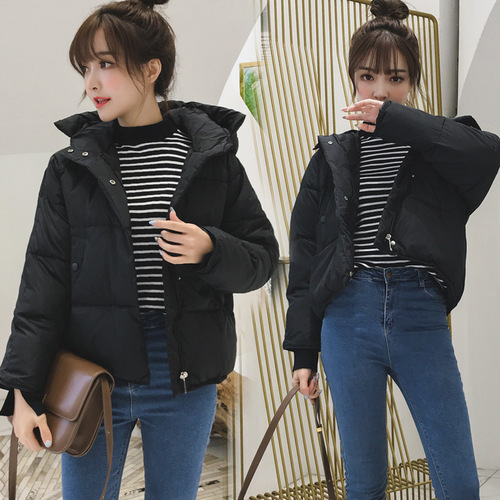 Women's Short Winter Cotton Padded Jacket, Loose-Fit Down Jacket, Thick Cotton Coat, Korean Style, Small Figure Bread Coat, Outerwear