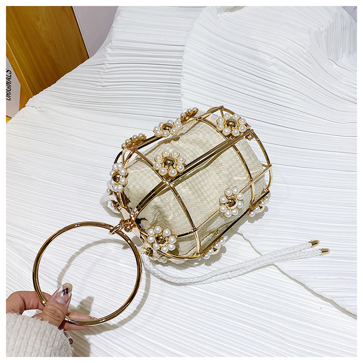 Elegant axelväska med pärlkedja och strass för kvinnor_voghion.com