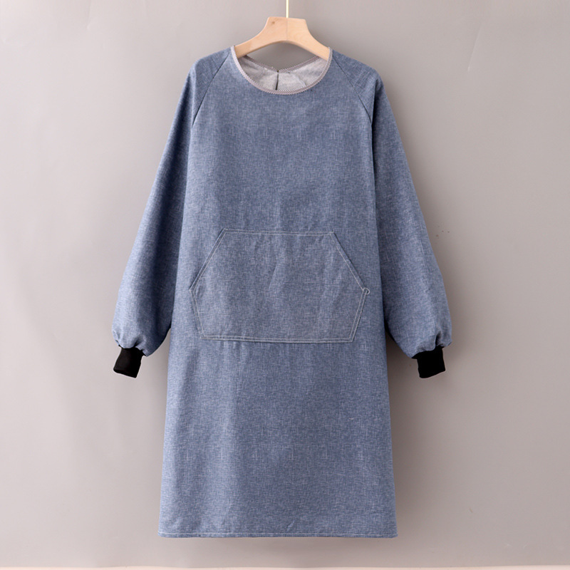 デニムエプロン レディース 長袖 メンズ スモック 作業服 工場溶接 耐摩耗性 耐油性 厚手生地|undefined