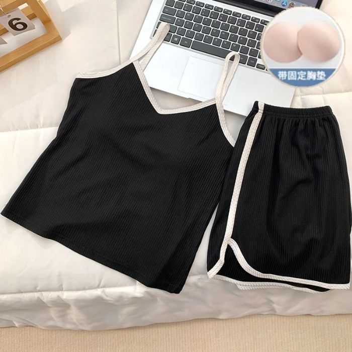 Widberries transfronterizos europeos y americanos verano nuevo sexy color sólido tirantes pantalones cortos deportivos y casuales servicio a domicilio para mujeres