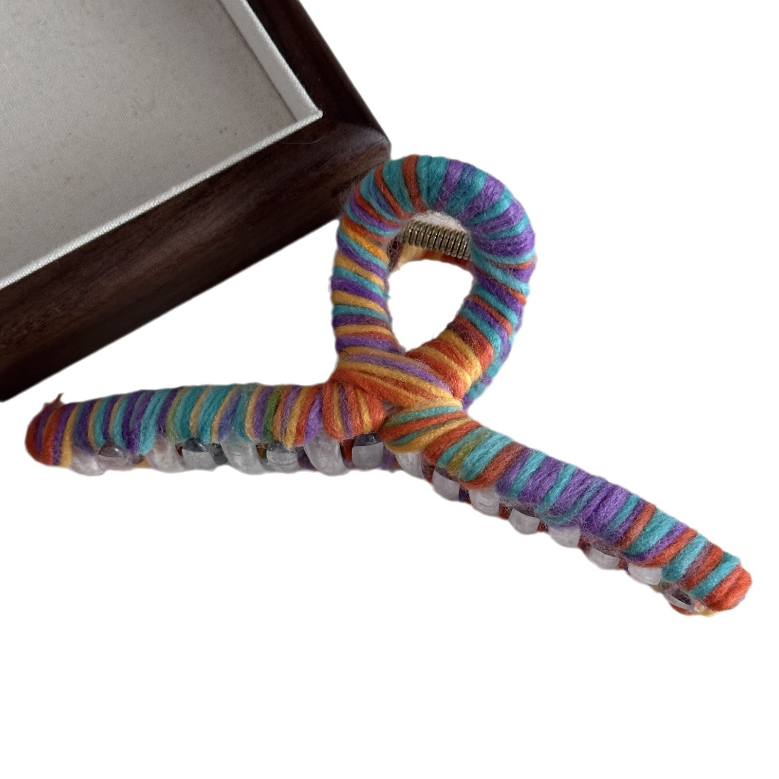 Niedliche Haarnadel-Clip aus gewebter Wolle in Regenbogenfarben, vielseitig einsetzbar, BB-Clip, Haarnadel, Haifisch-Clip, Haar-Accessoires, Seitenclip, Kopfschmuck_voghion.com