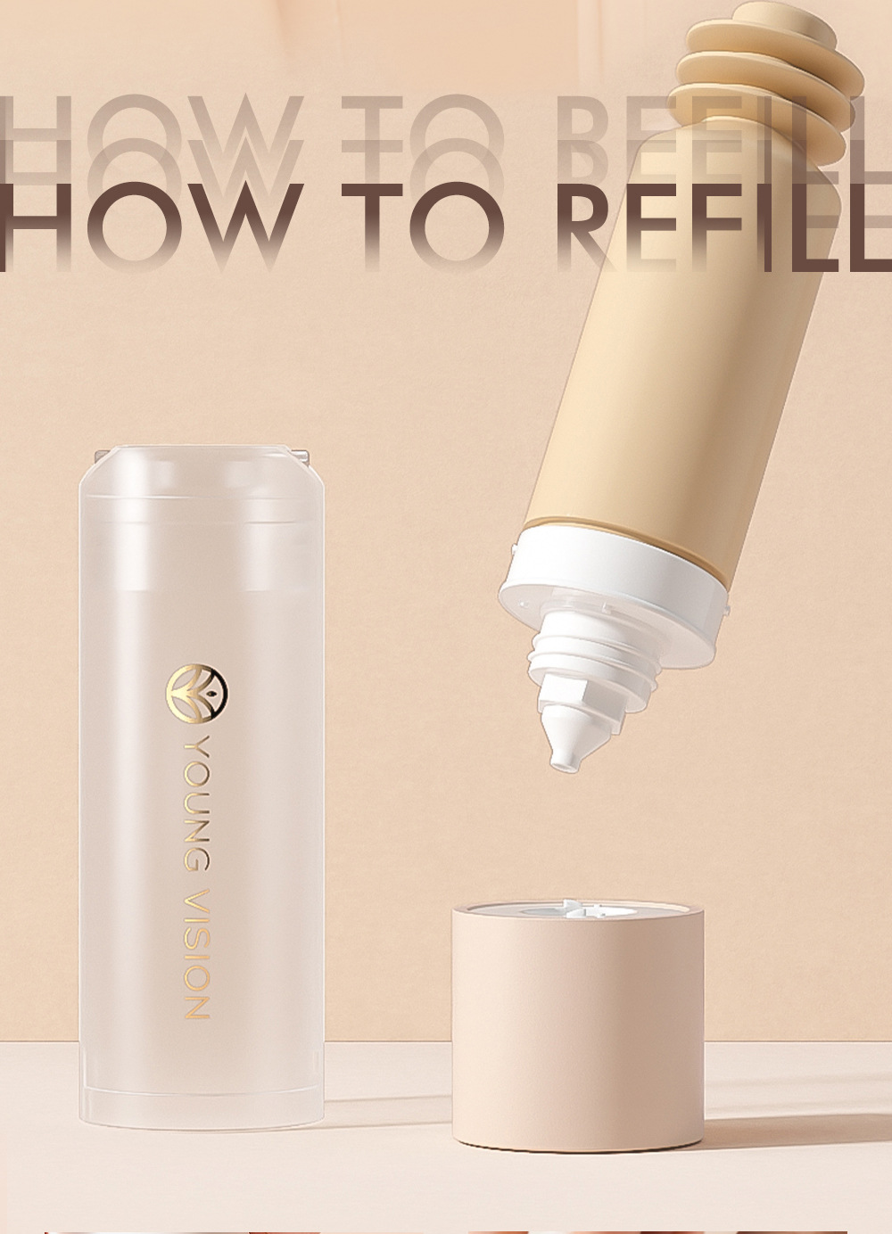 YOUNG VISION Bottom Press Foundation is a detachable matte facial base makeup liquid that is not prone to smudge undefined