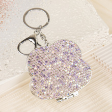 高亮钻面云朵形状镜子便携折叠化妆镜 钥匙扣设计 出行随身镜