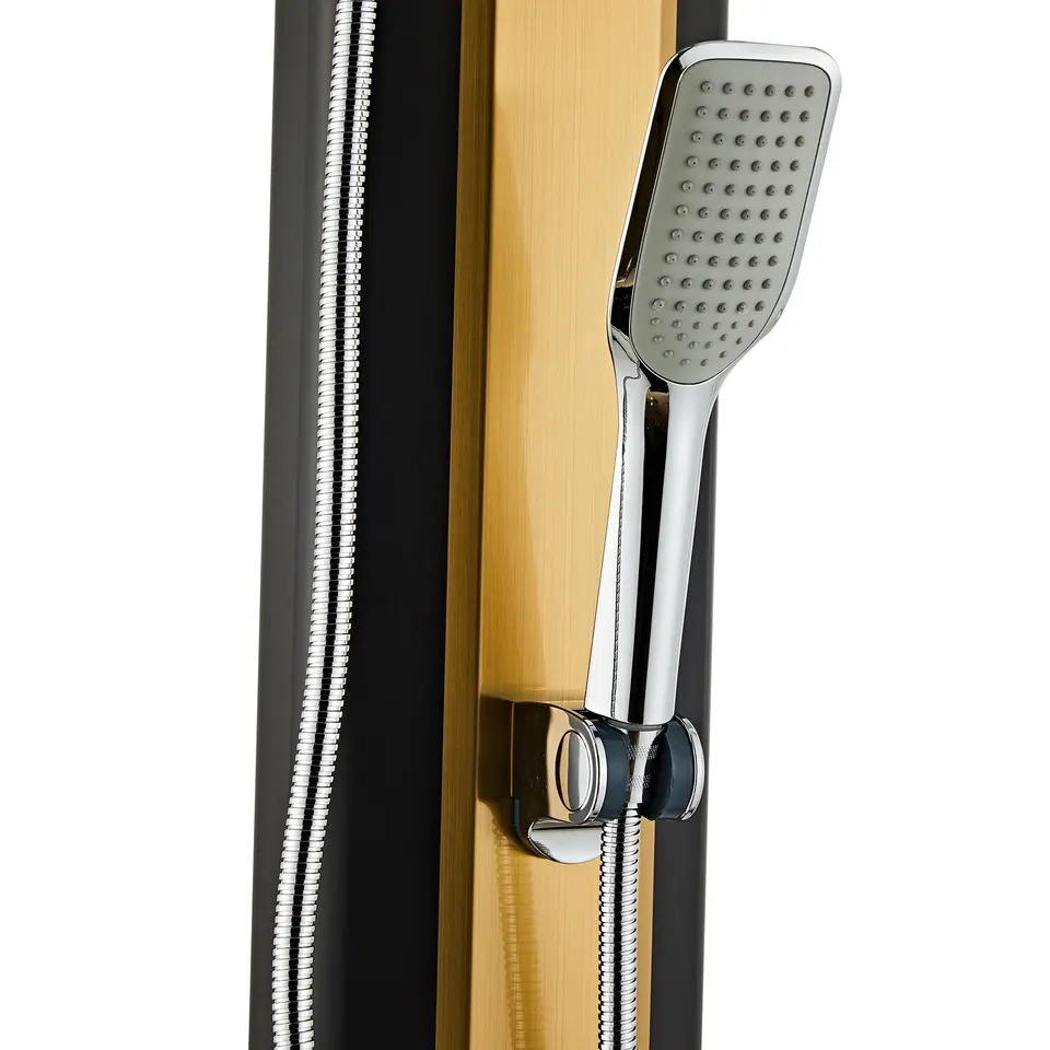 35L resistente a los rayos UV cepillado columna de ducha solar con válvula de interruptor piscina