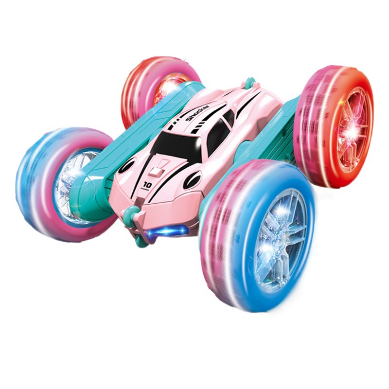 Transfronteriza nueva tracción a las cuatro ruedas de doble cara del truco del coche neumático ligero brazo oscilante coche rodante niños y niñas juguete Rosa coche de control remoto