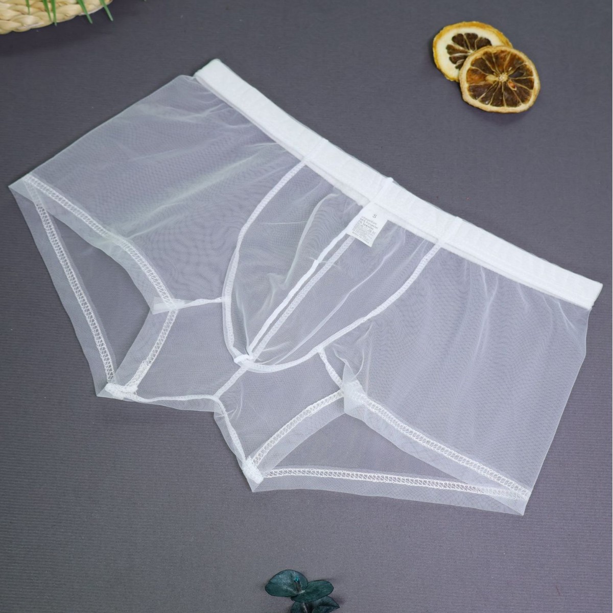 In-Stock Seductive Mesh Trendy Breathable Sexy Transparent Men's Boxer Briefs Men's Erotic Four-Corner Thin Simple Style